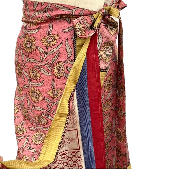 EARTHBOUND Bohemian Mixed Media Reversible Wrap Maxi Skirt - Picture 2 of 12
